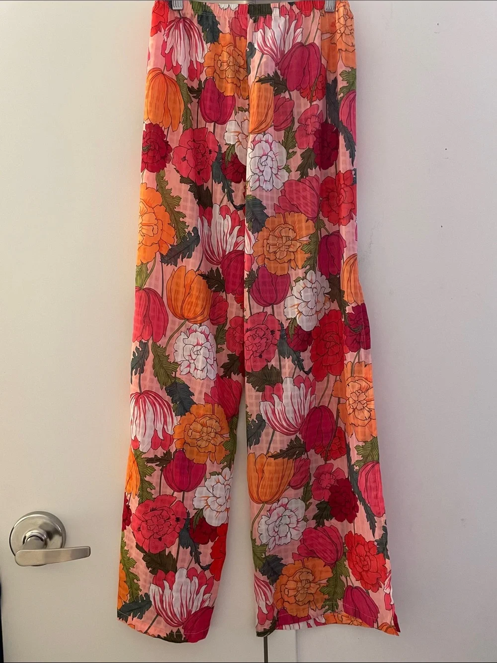 Trina Turk Pink Orange Floral Set Rash Guard and Semi Sheer Pants S/M - Picture 11 of 14